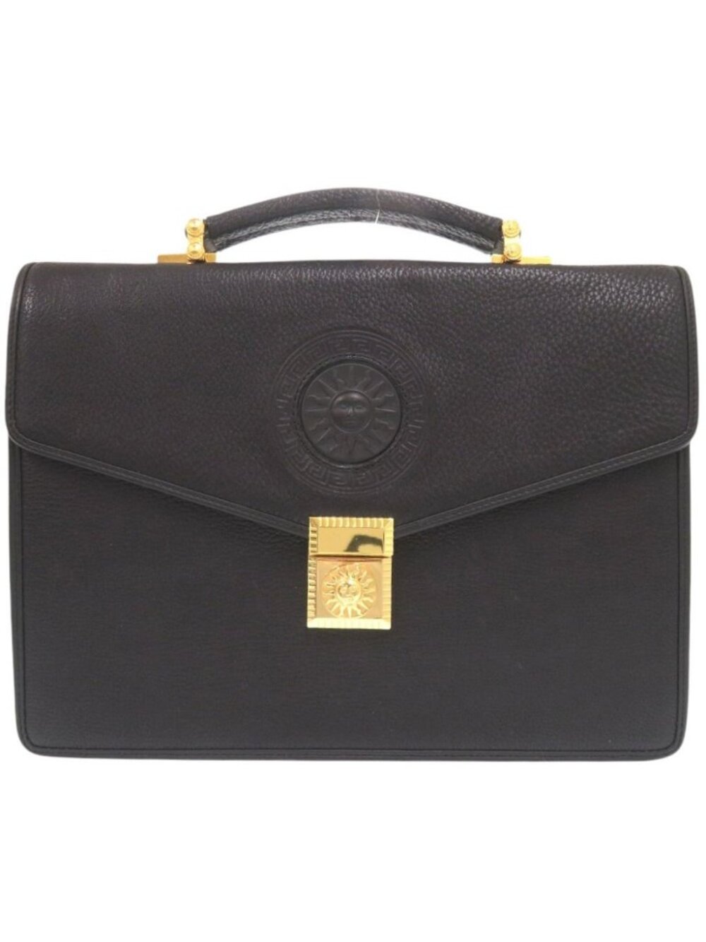 Versace Vintage Sunburst Leather Black Business
